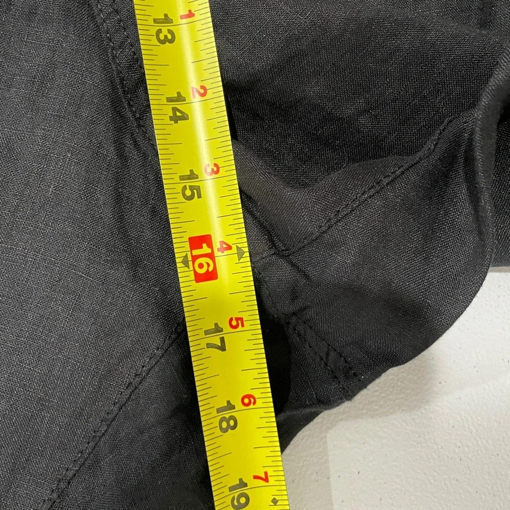 H&M Black‎ 100% Linen Wide Leg Crop Pants Size 4XL Pull On Lagenlook Minimalist